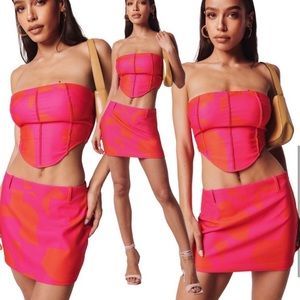 Tiger Mist Pink Geo Print Ceara Top & Skirt Set